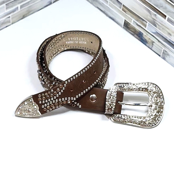 Vintage Rhinestone Studded Buckle Belt - Picture 1 of 14
